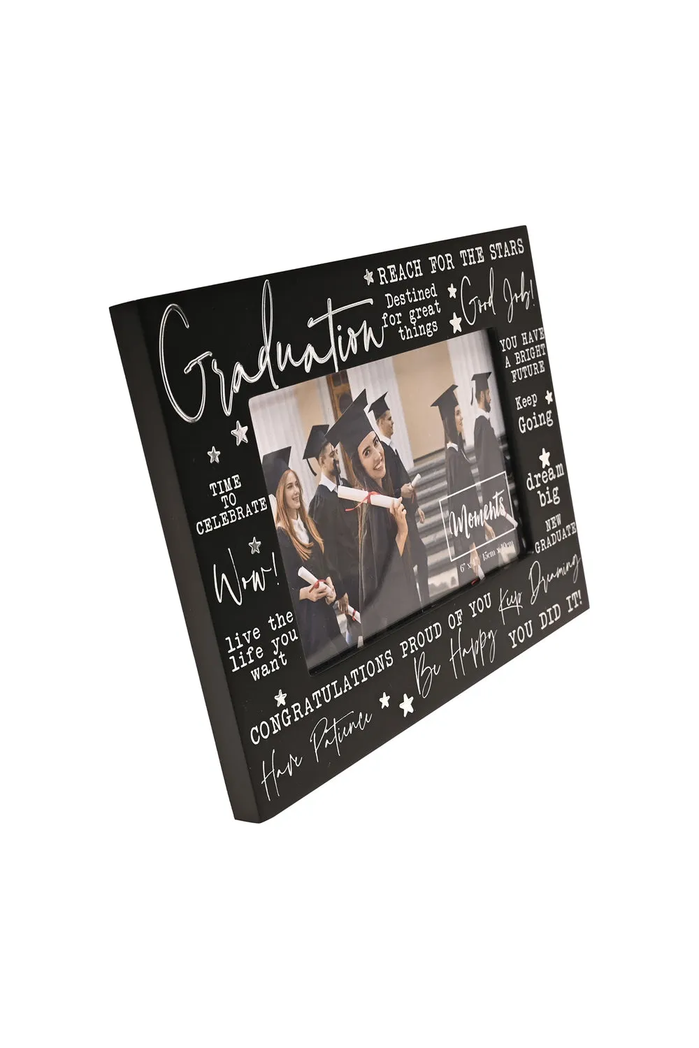 Moments Photo Frame Black with Words 6" x 4" - Graduation