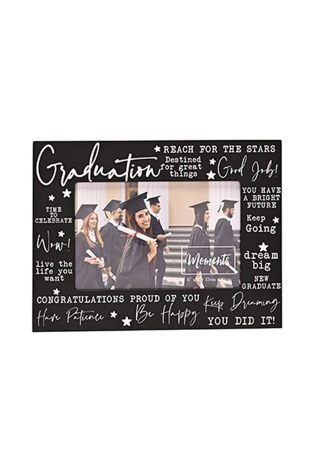 Moments Photo Frame Black with Words 6" x 4" - Graduation