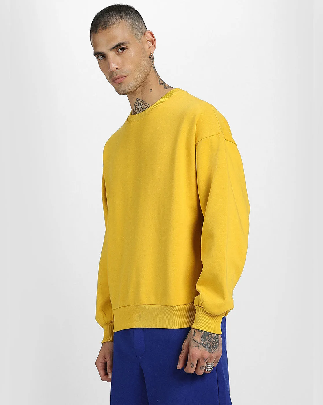 Mustard Plain Oversized Sweatshirt