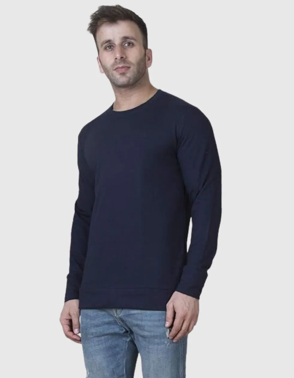 Navy Solid Regular Fit Sweatshirt