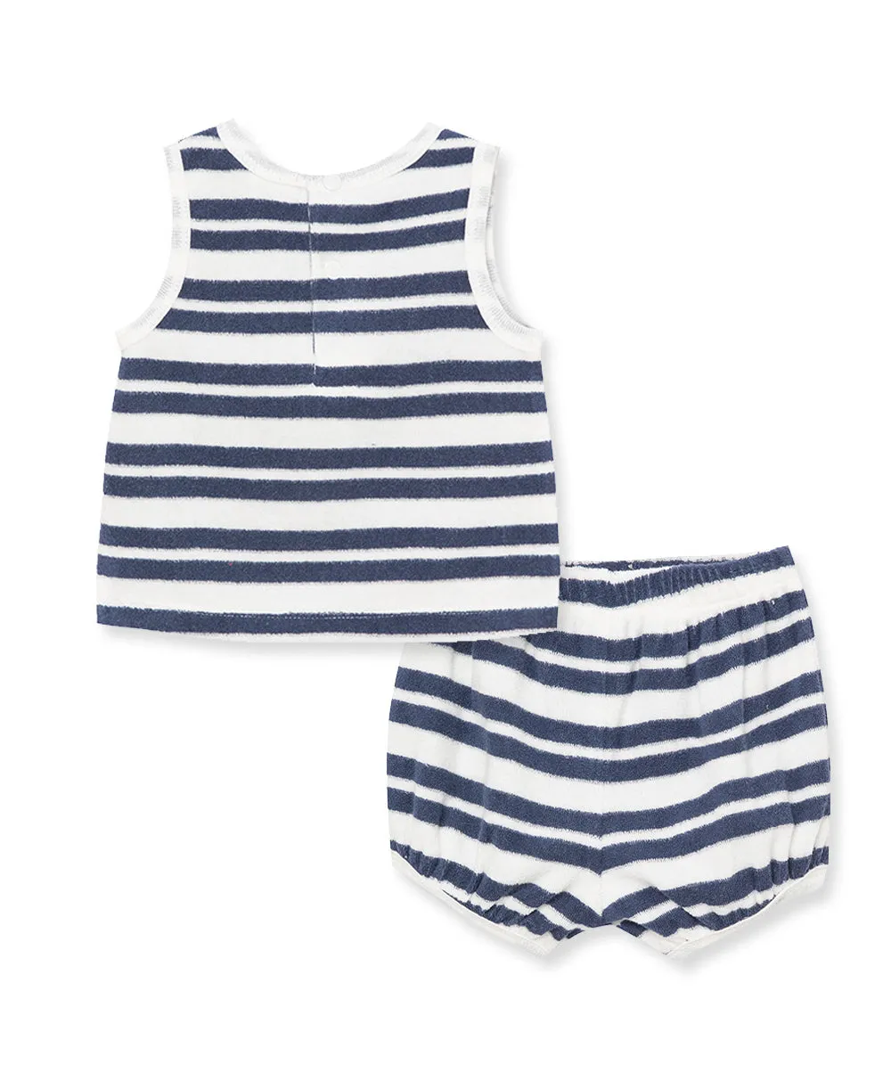 Navy Stripe 2Pc Set