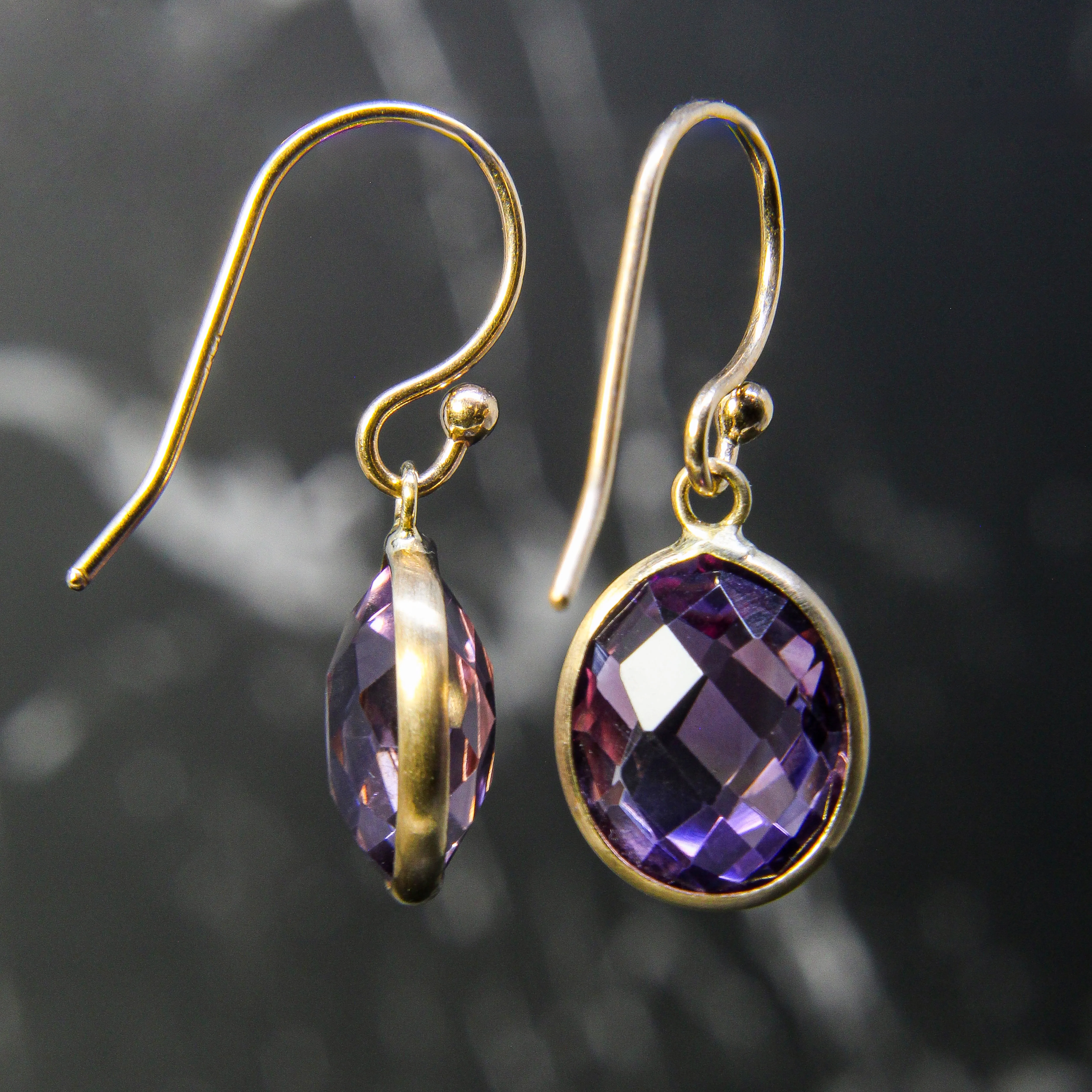 NEW! Amethyst Earrings with 18k Gold by Margaret Solow