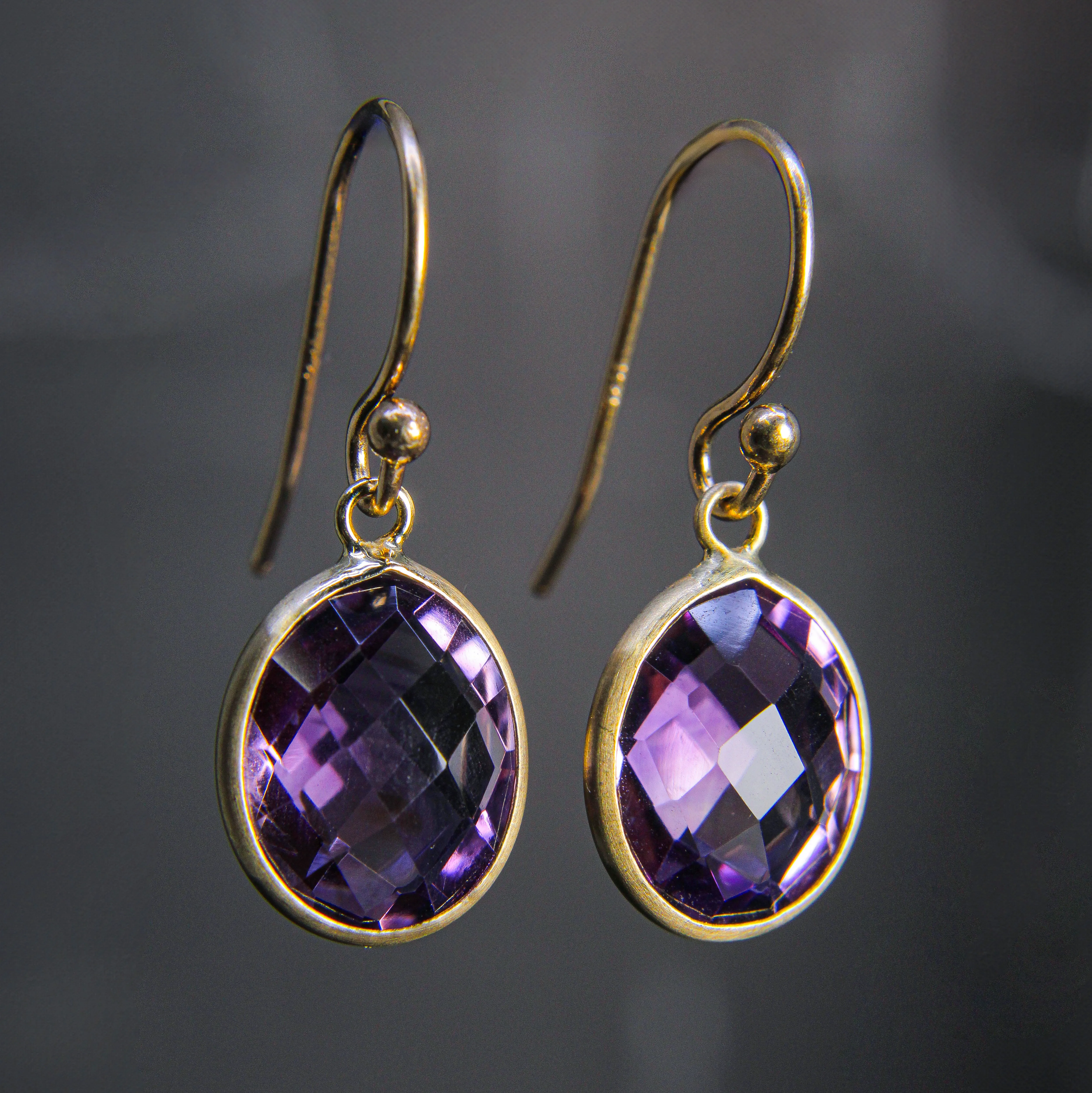 NEW! Amethyst Earrings with 18k Gold by Margaret Solow