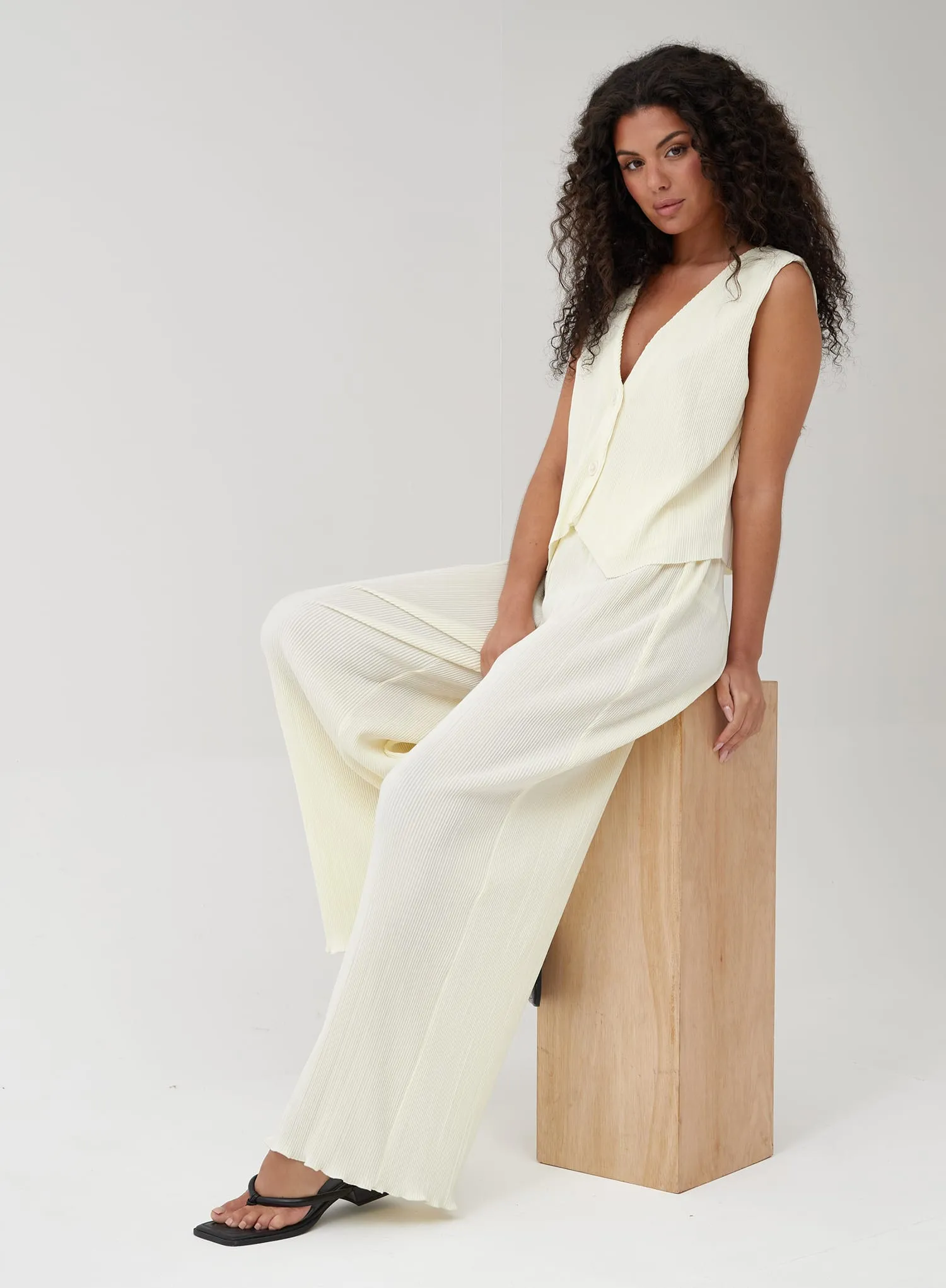 Off White Plisse Wide Leg Trouser - Dakota