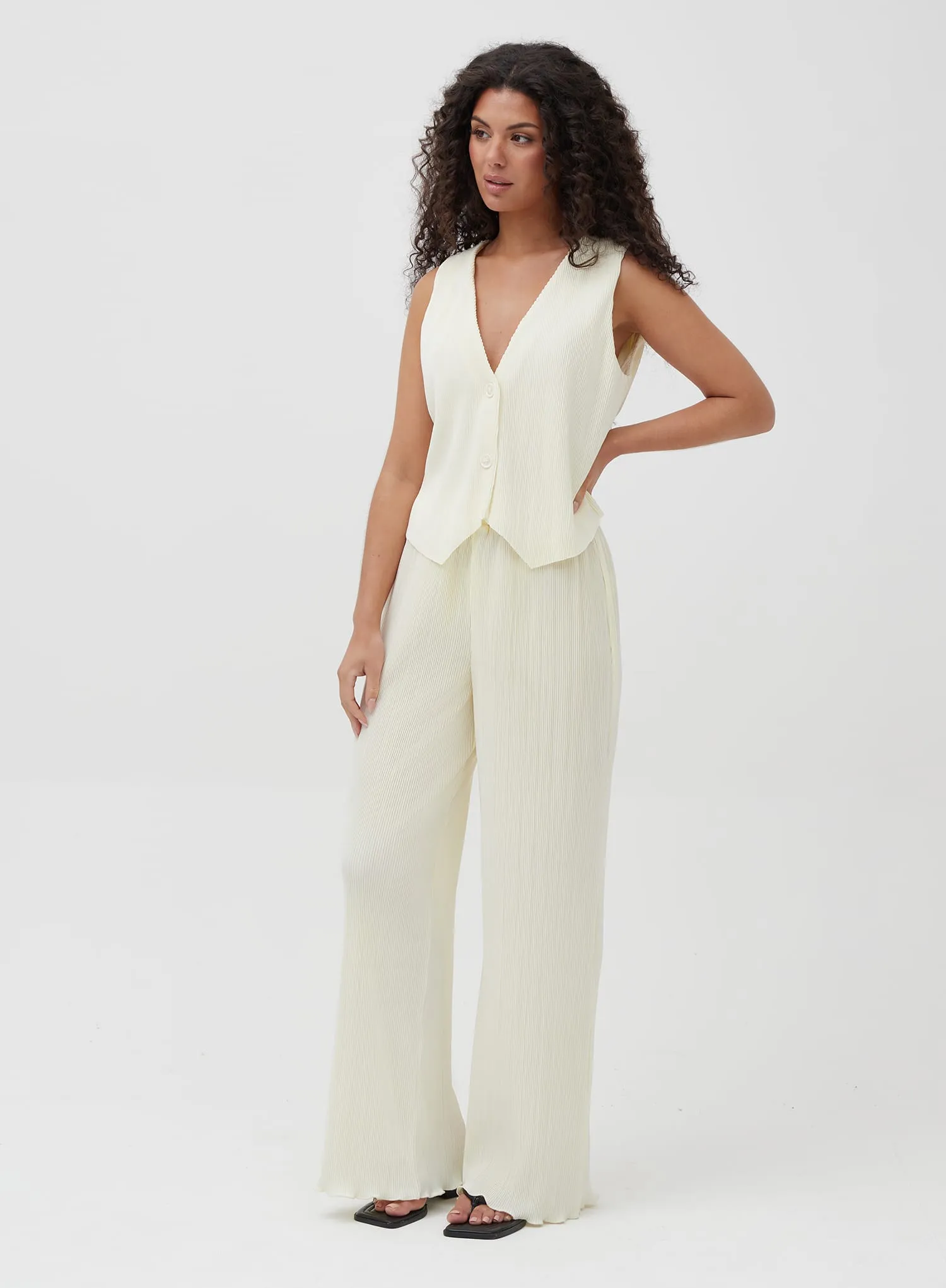 Off White Plisse Wide Leg Trouser - Dakota