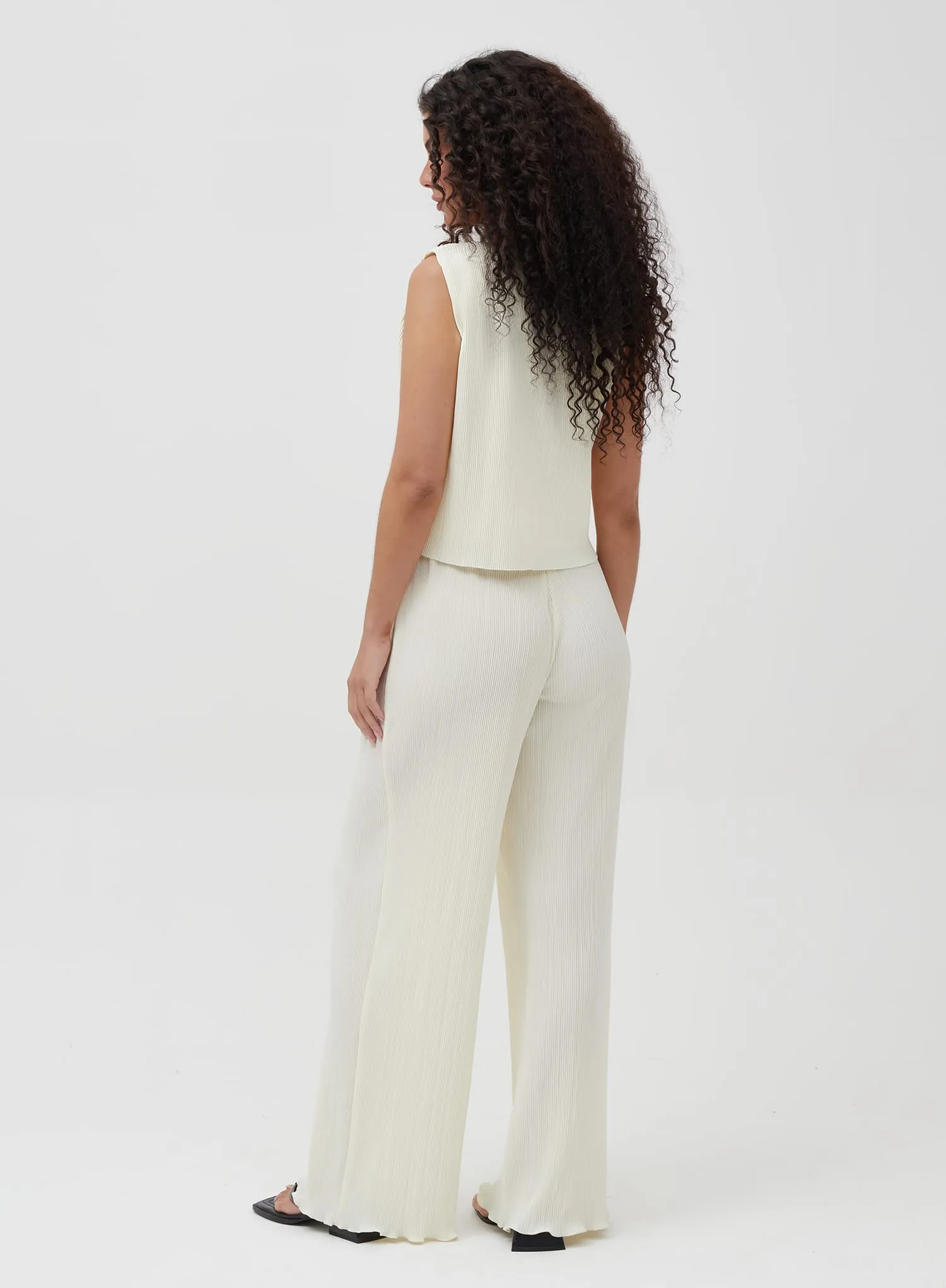 Off White Plisse Wide Leg Trouser - Dakota