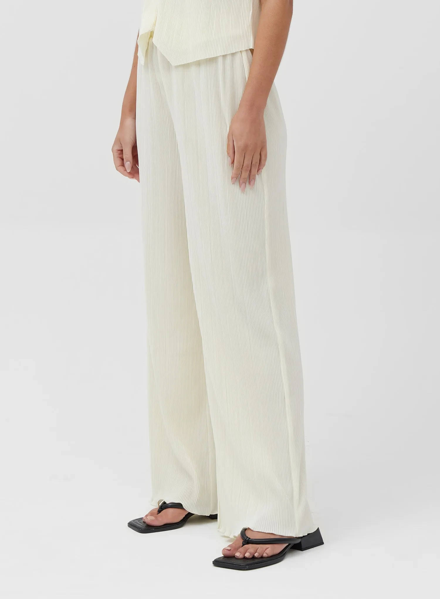 Off White Plisse Wide Leg Trouser - Dakota