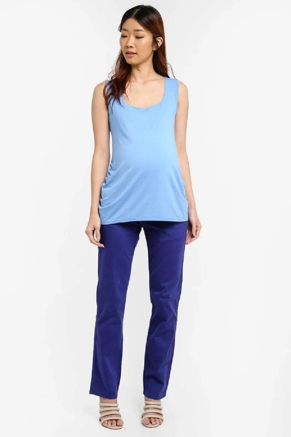 Patty Bamboo Cotton Tank Maternity Top Blue