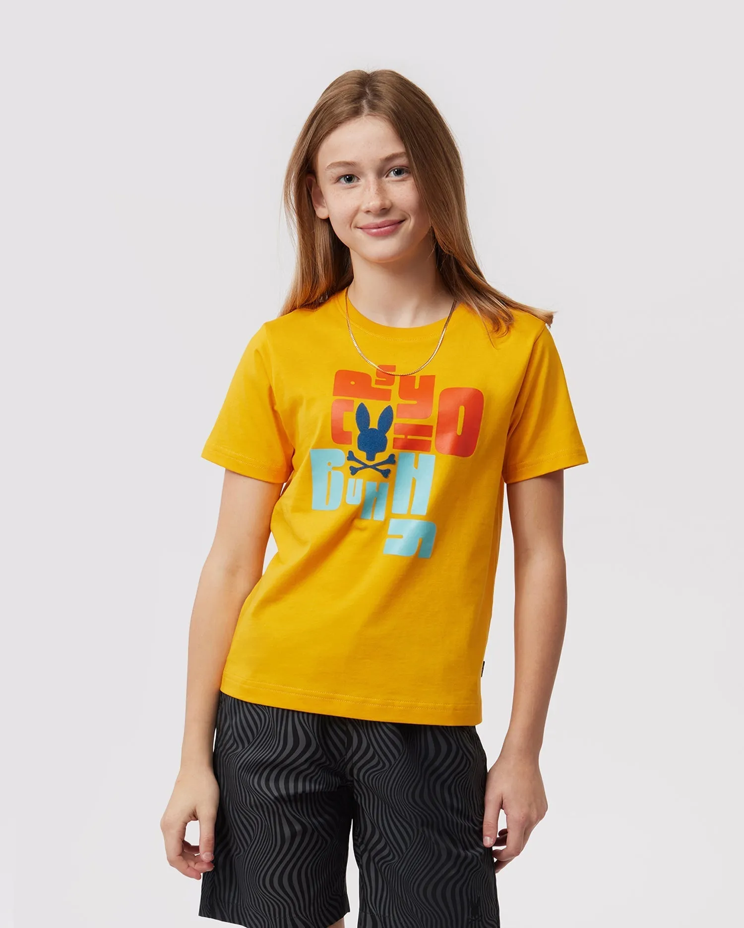 Psycho Bunny Kids Lyons Flocking Graphic Tee - Saffron