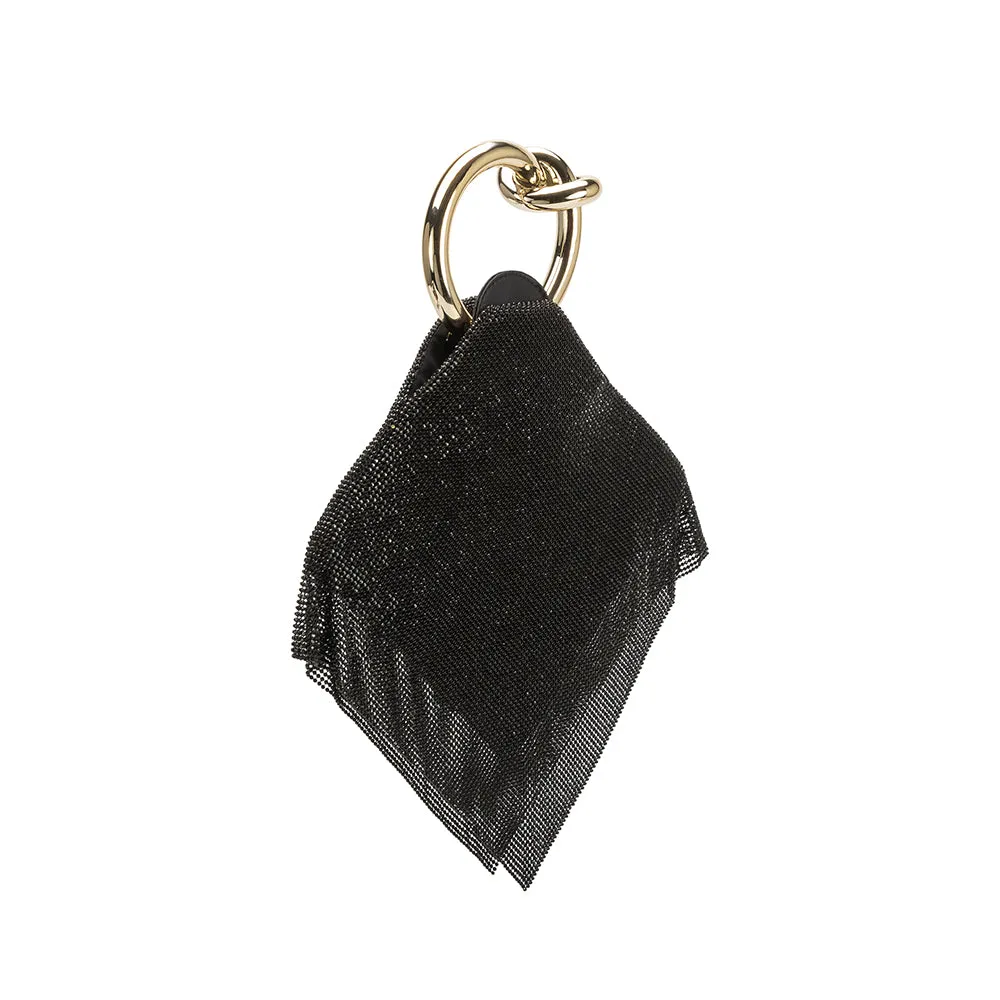 Raven Black Crystal Mesh Top Handle Bag