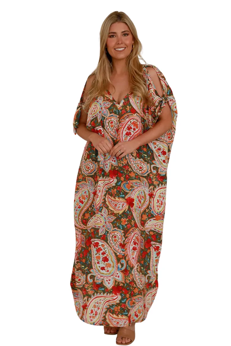 Salty Palm | Womens Leah Maxi Dress (Red Multi) (Plus Size)