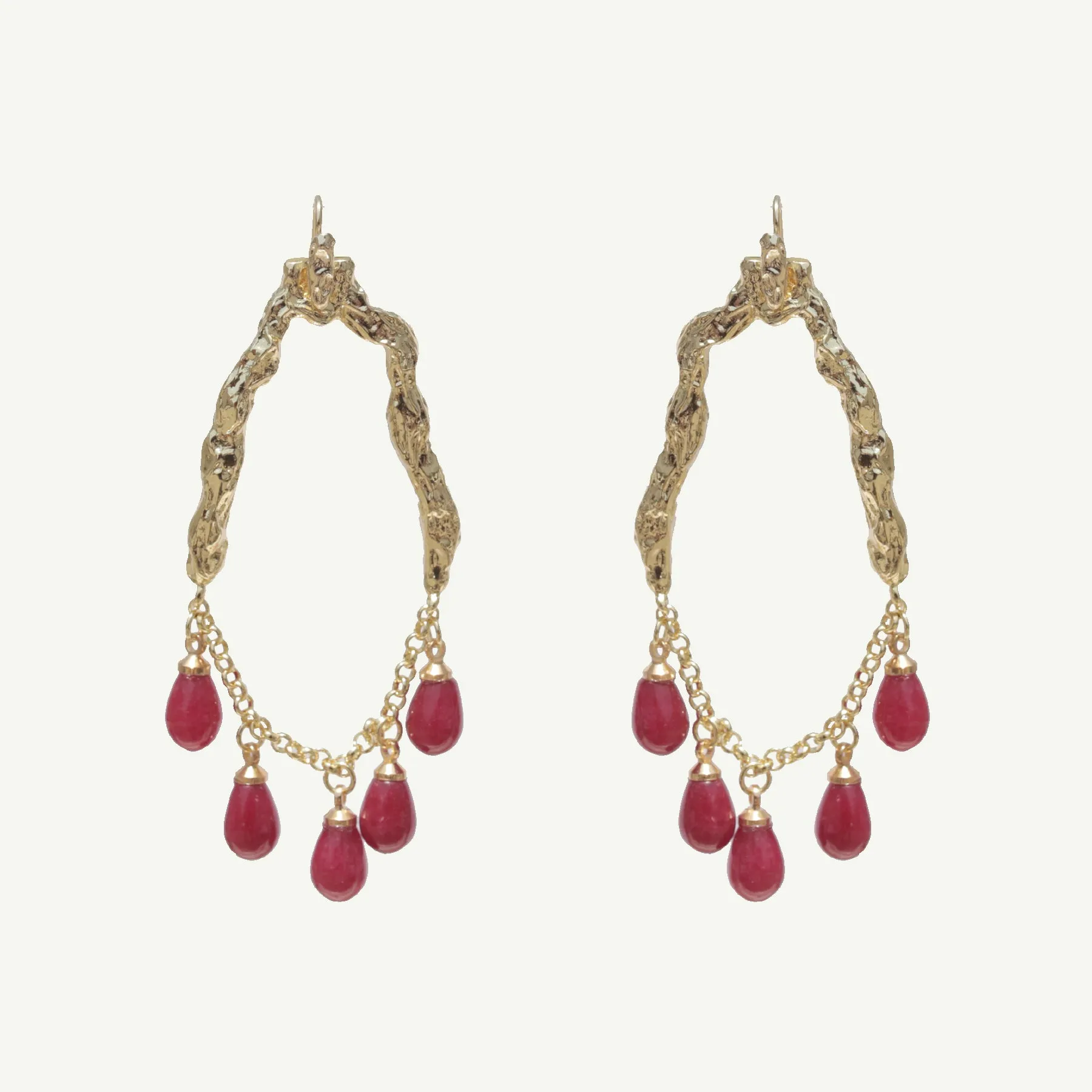 Selene Red Jade Earrings Large