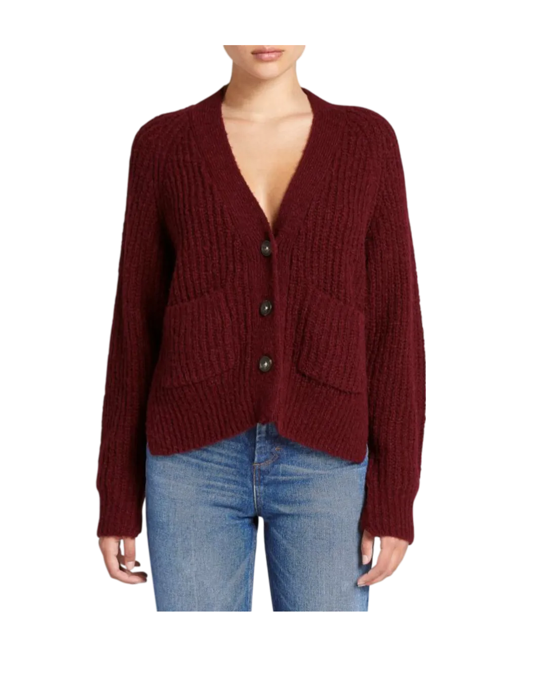 Size S - A.L.C. Burgundy Cleveland Alpaca Blend Chunky Knit Cardigan