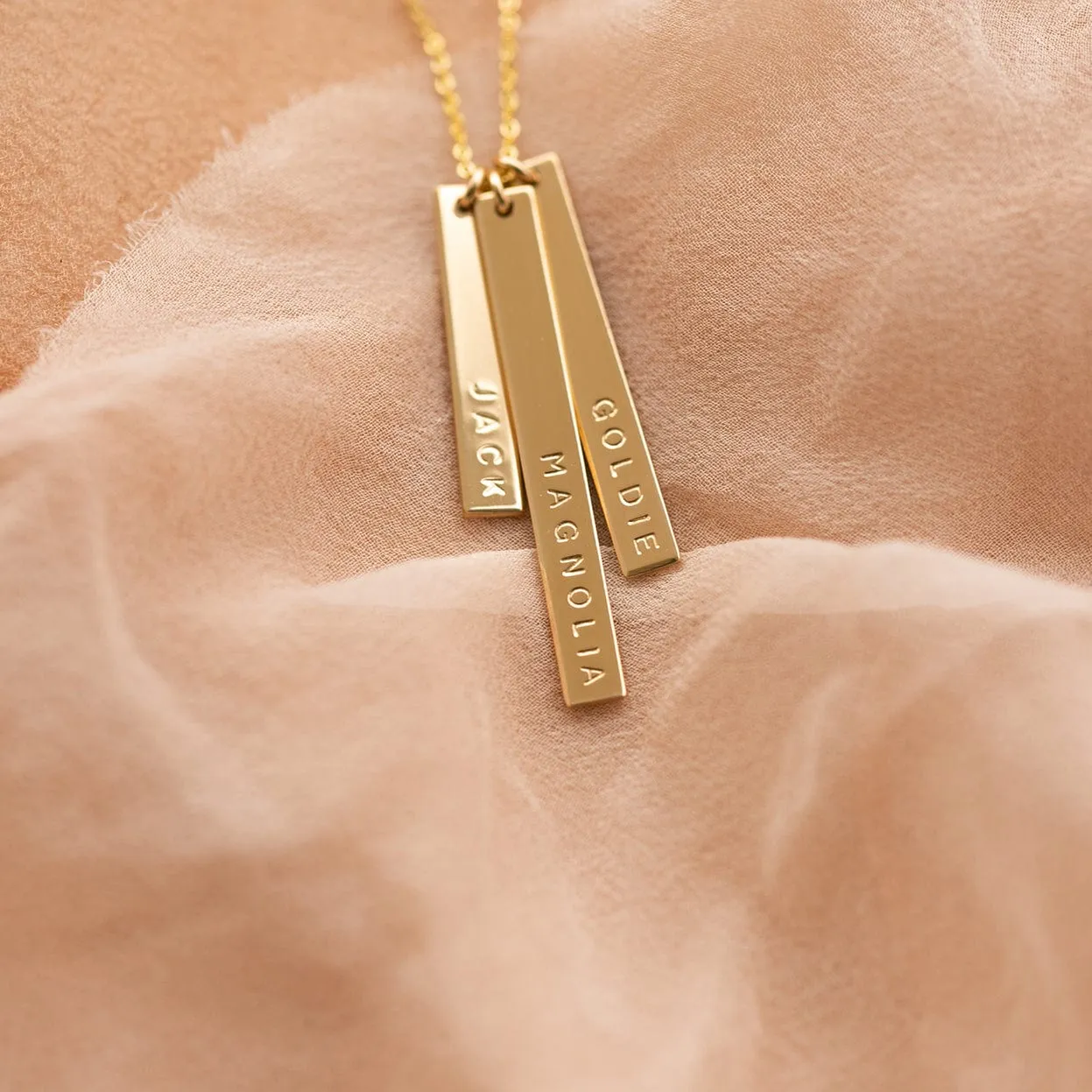 Skinny Vertical Bar Necklace - Triple | Final Sale