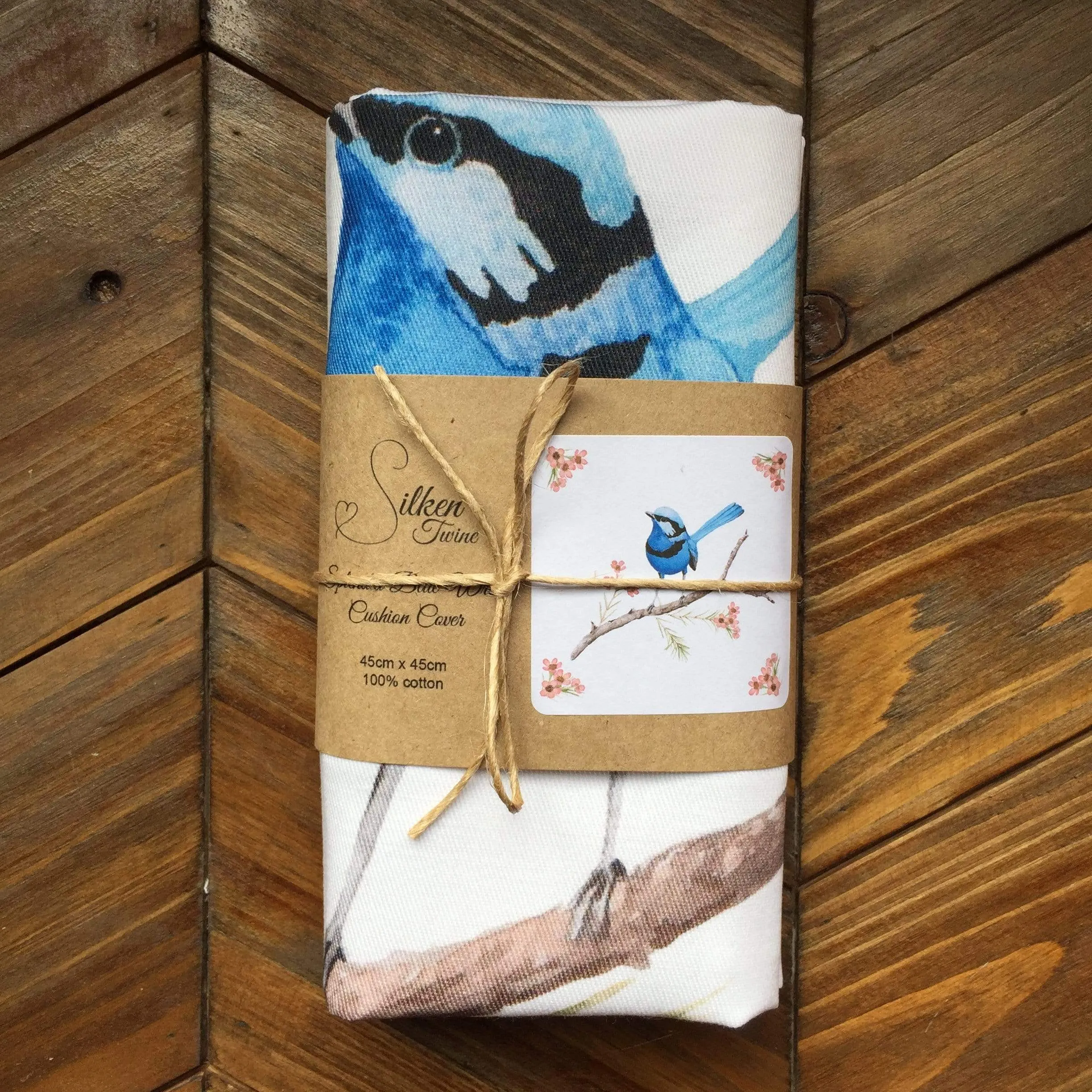 Splendid Blue Wren Cushion Cover Cotton Drill