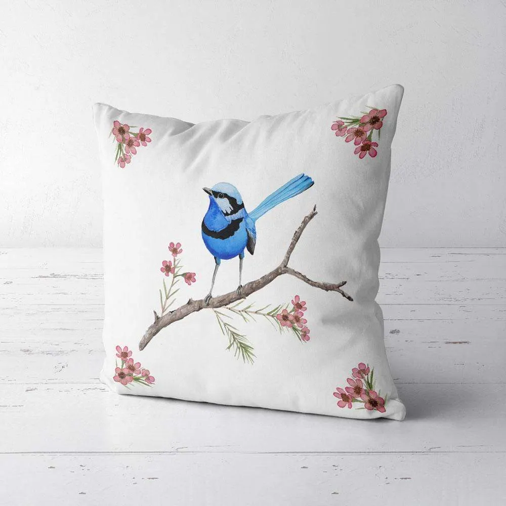 Splendid Blue Wren Cushion Cover Cotton Drill