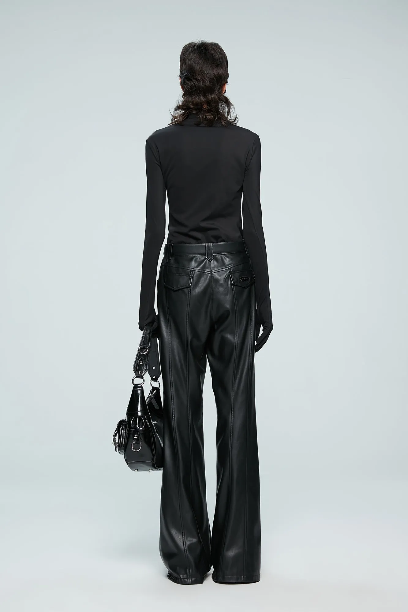 Split line leather pants