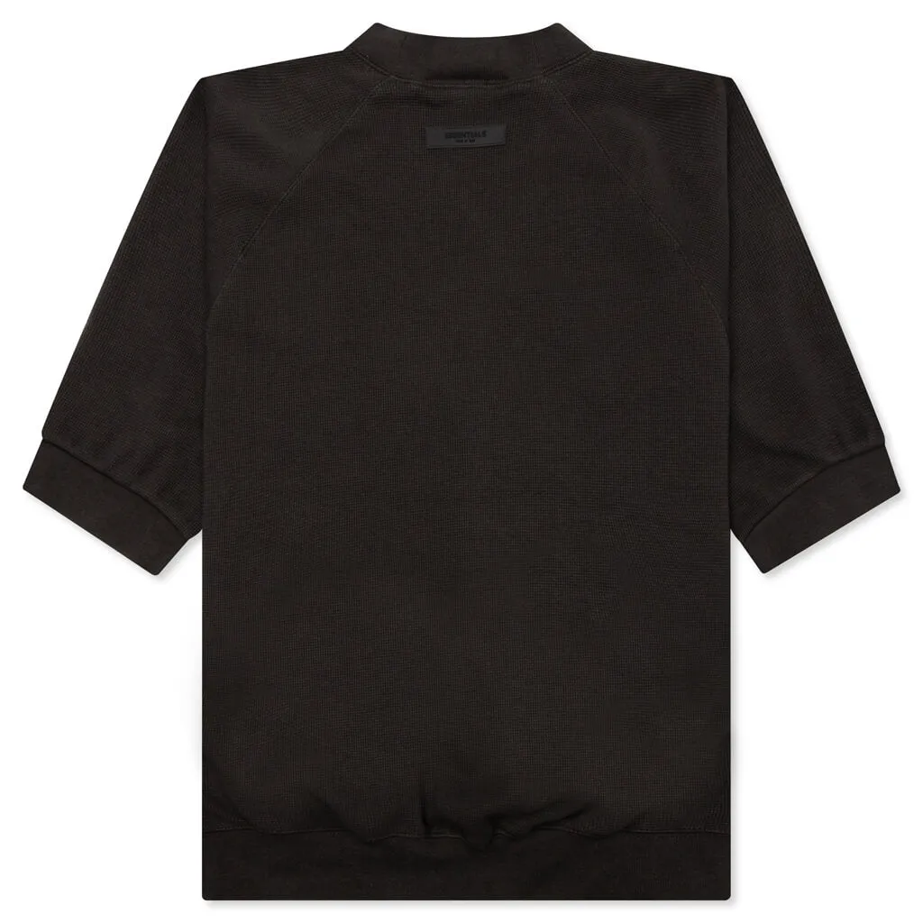 S/S Waffle Sweatshirt - Off Black