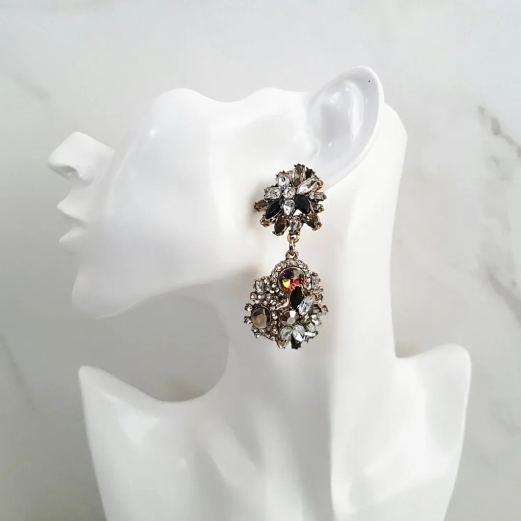 STORM Clear & Black Rhinestone Earrings