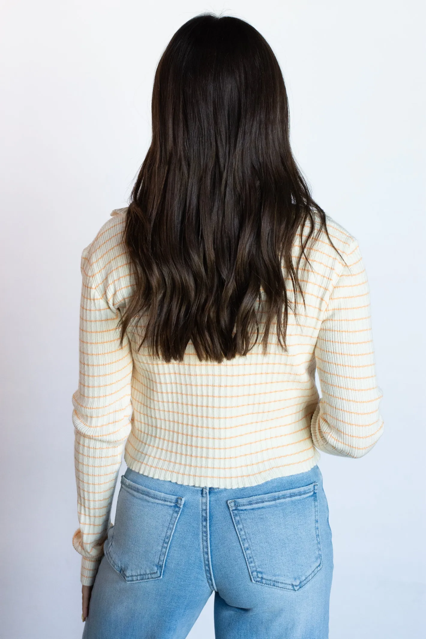 Stylish Appeal Orange Striped Tube Top and Cardigan