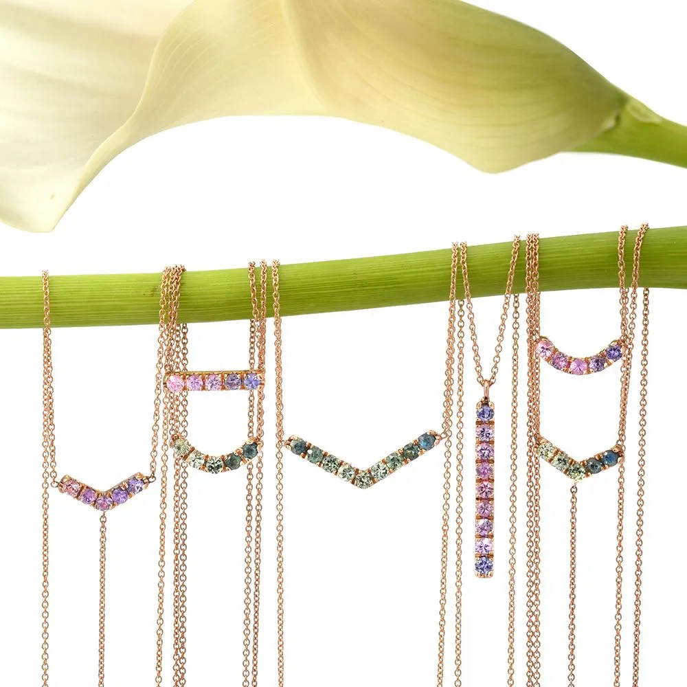 Sunset Double Linea Ombré Sapphire Bar Necklace