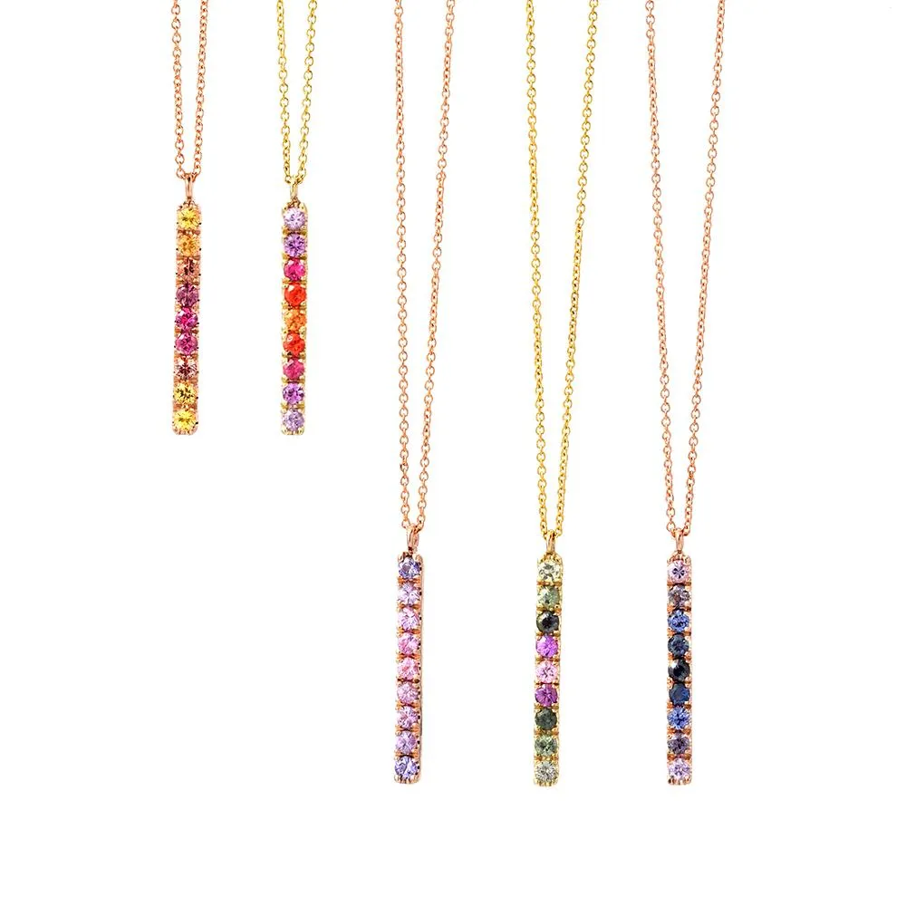 Sunset Double Linea Ombré Sapphire Bar Necklace