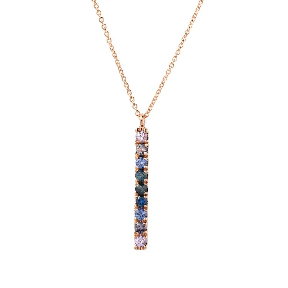 Sunset Double Linea Ombré Sapphire Bar Necklace