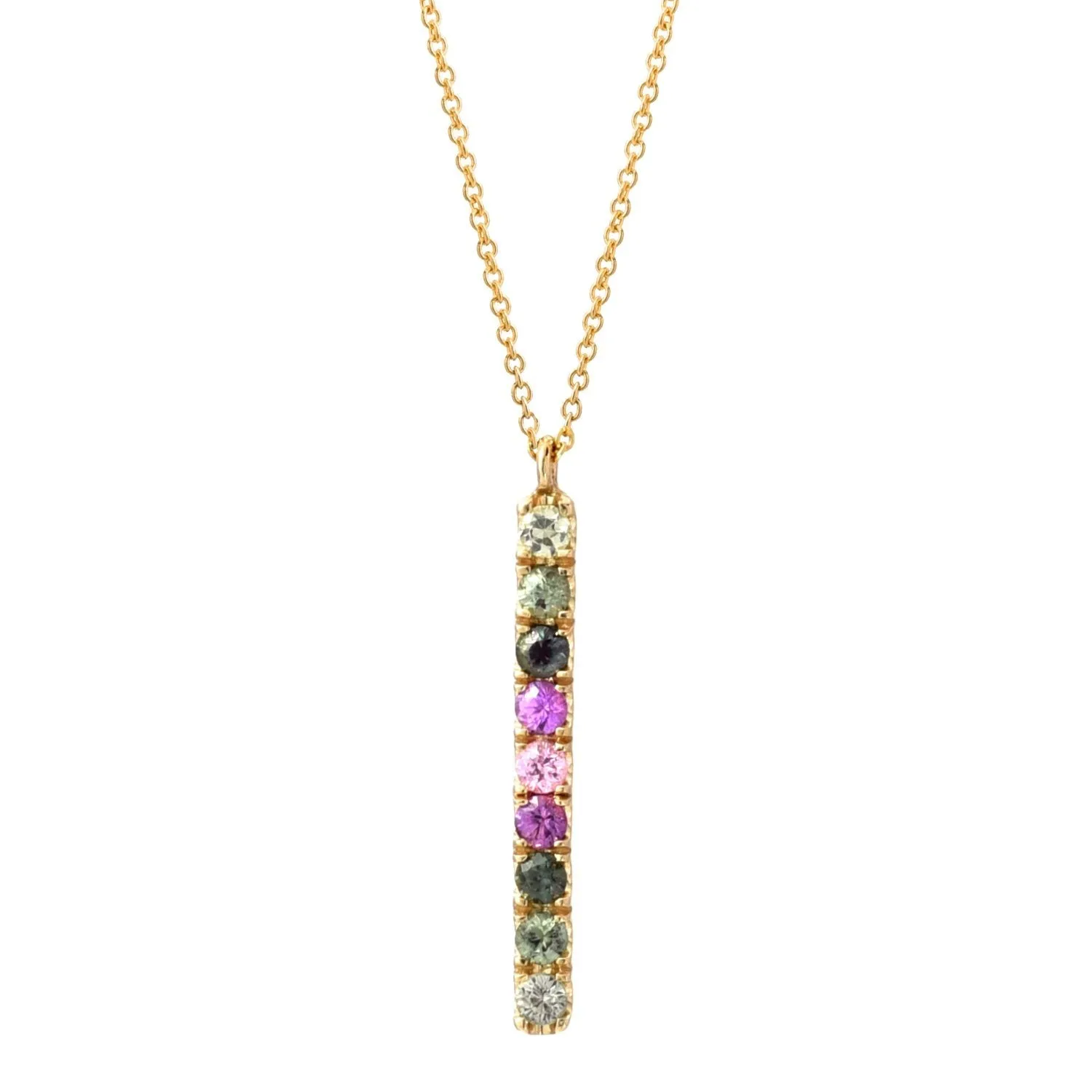 Sunset Double Linea Ombré Sapphire Bar Necklace