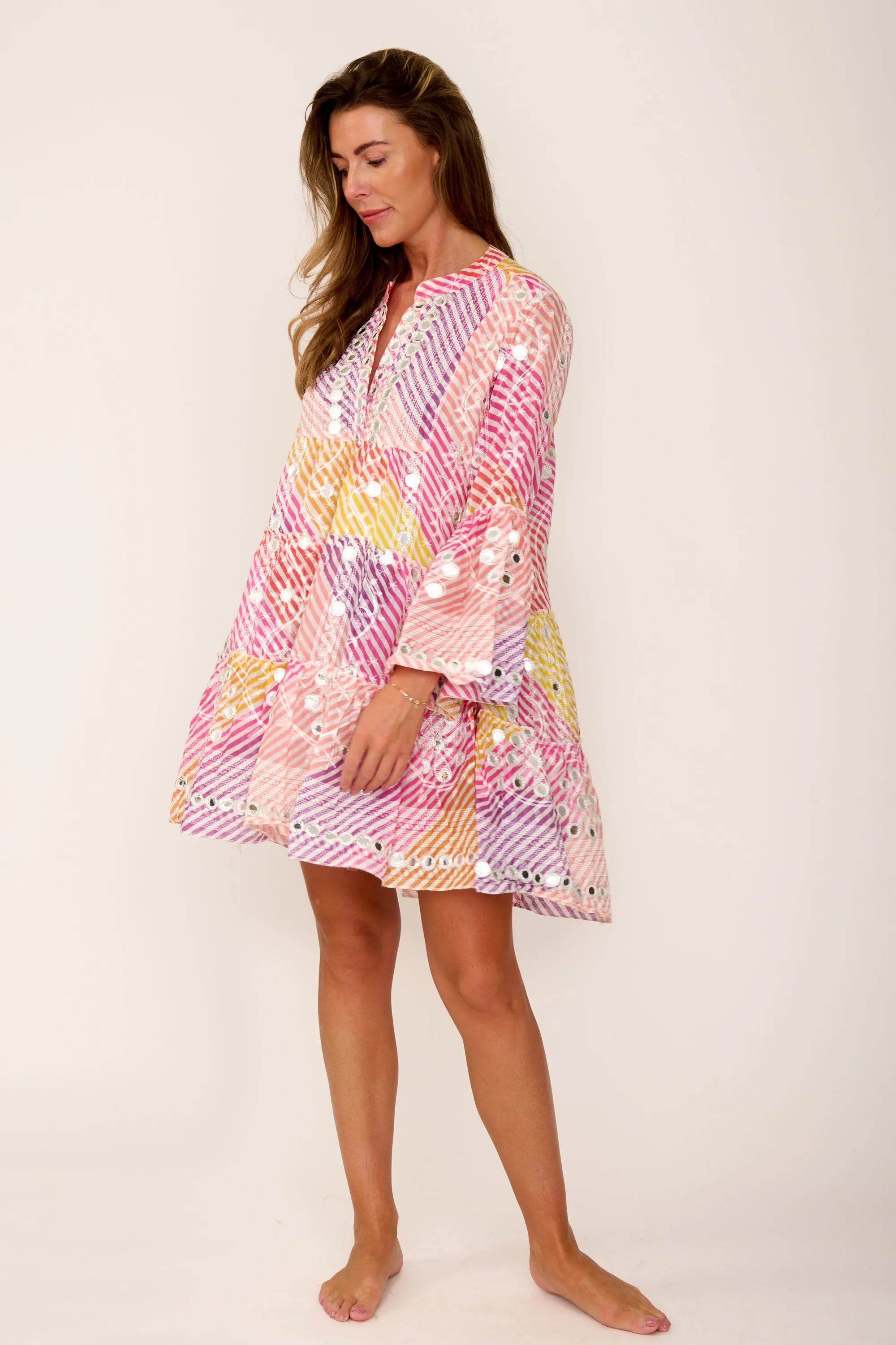 The Bell Mini Dress Pink & Yellow