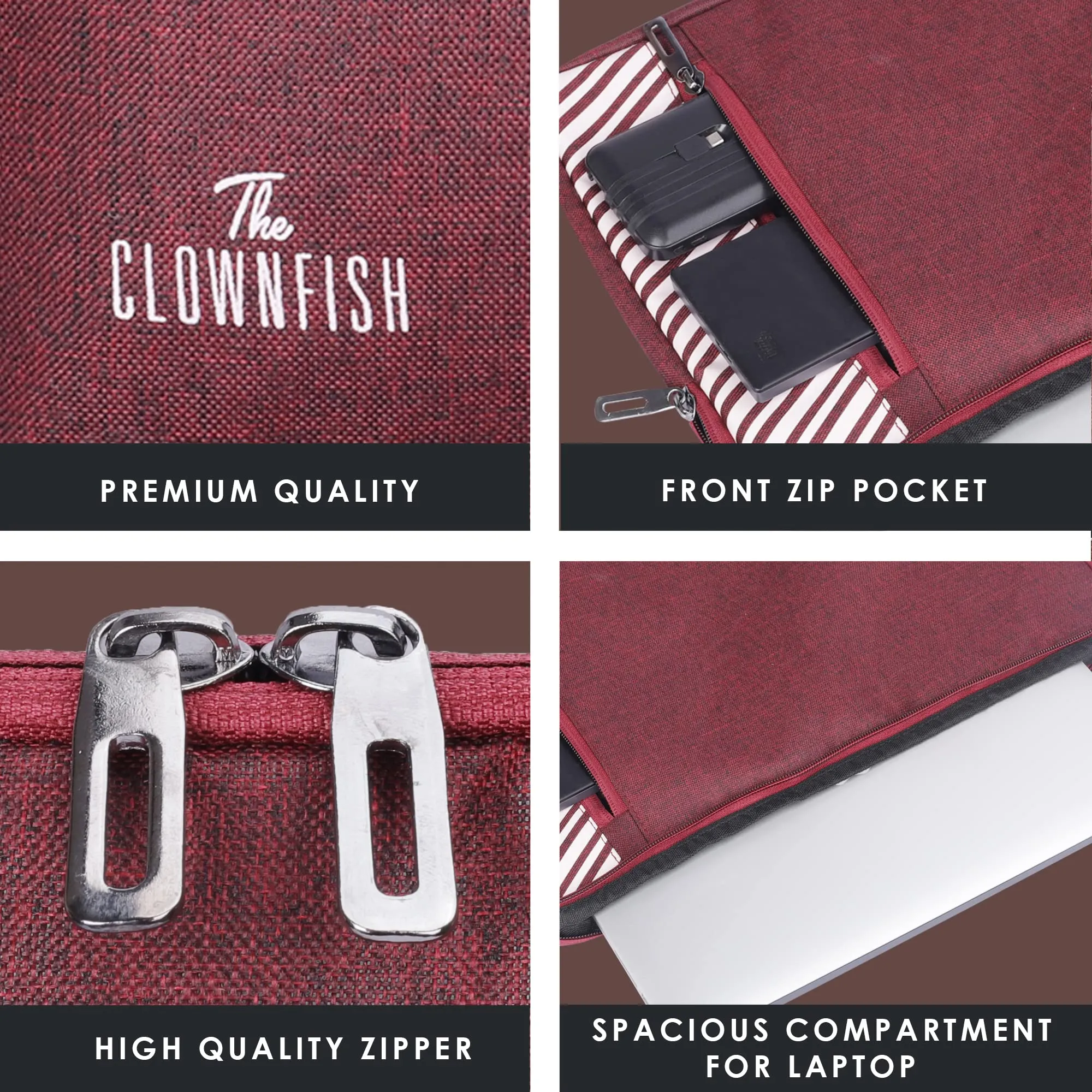 The Clownfish Algo Polyester Unisex 15.6 inch Laptop Sleeve Tablet Case (Maroon)