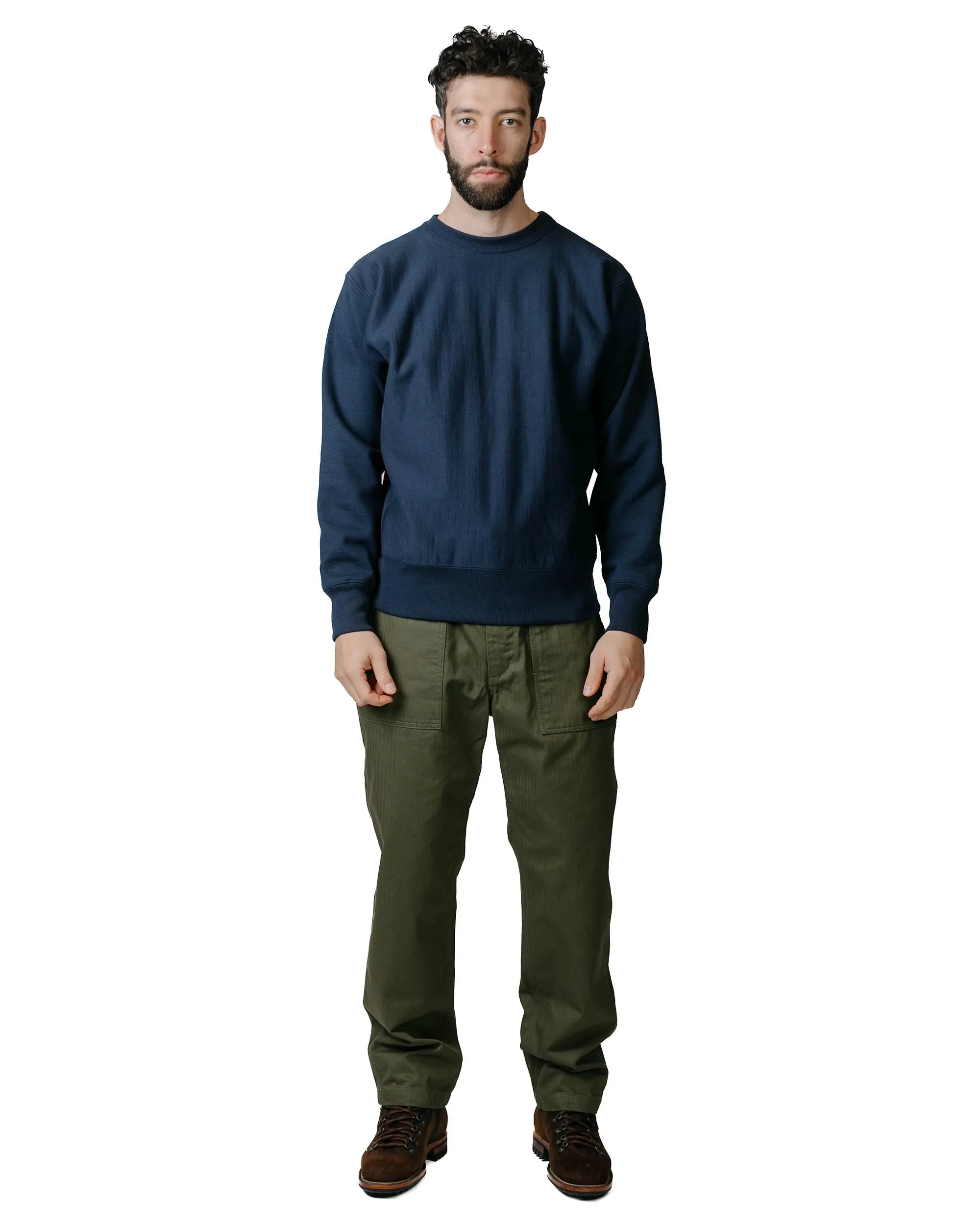 The Real McCoy's MC20114 Heavyweight Crewneck Sweatshirt Navy