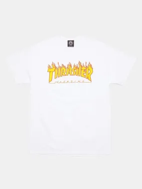 Thrasher Flame Logo Tee - White