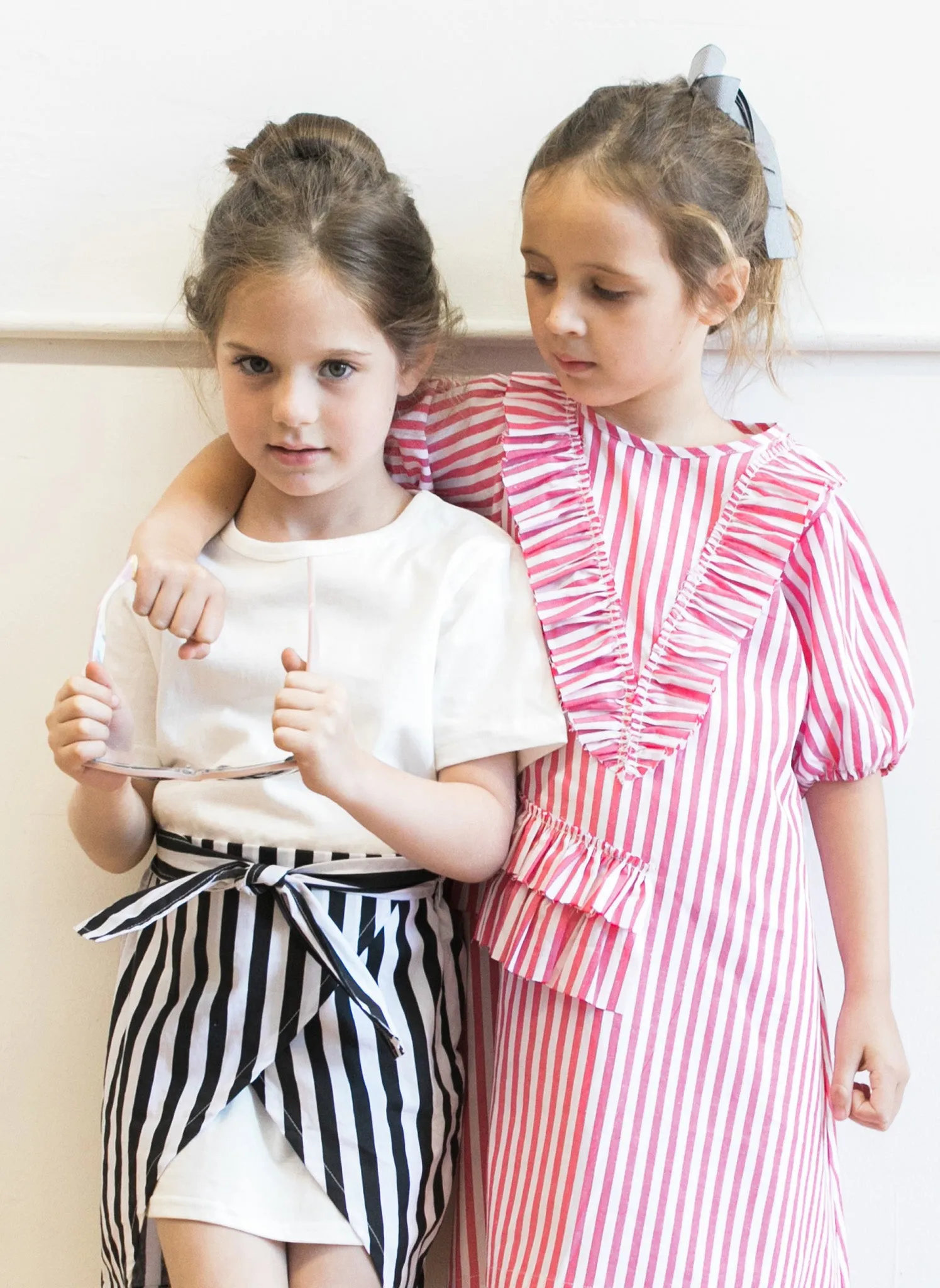 Vierra Rose Abella Ruffle Neckline Dress in Red and White Stripes