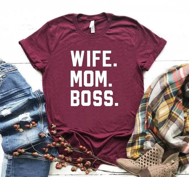 WIFE MOM BOSS Letters Print Women T-shirt