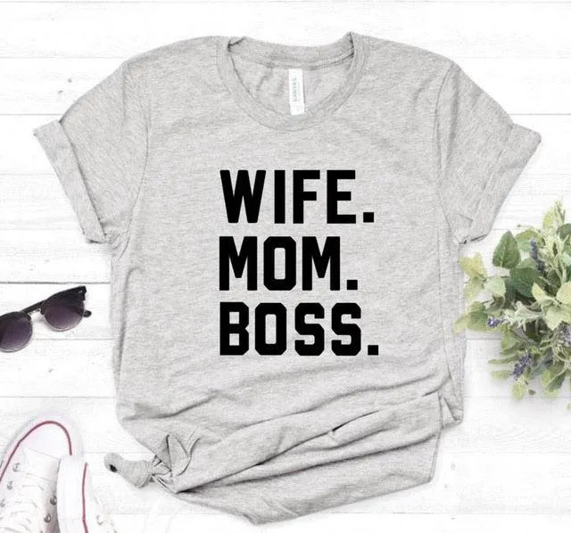 WIFE MOM BOSS Letters Print Women T-shirt