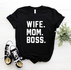 WIFE MOM BOSS Letters Print Women T-shirt