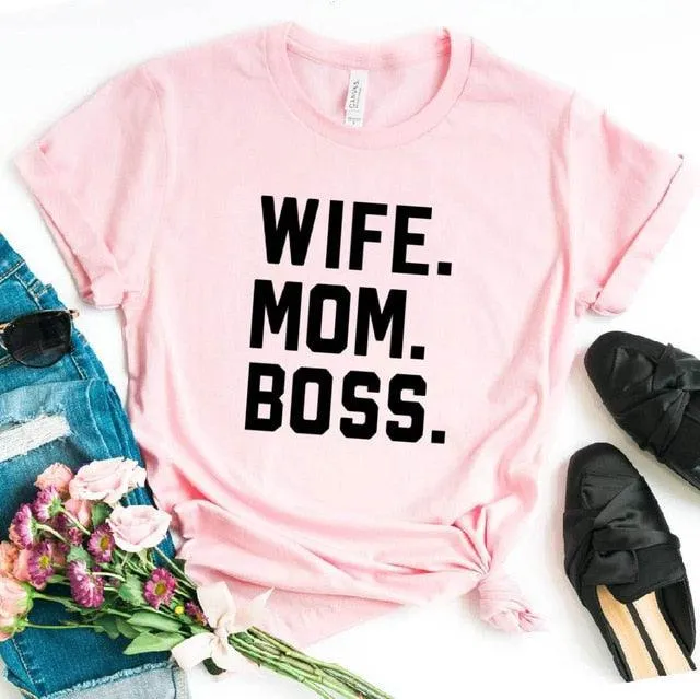 WIFE MOM BOSS Letters Print Women T-shirt