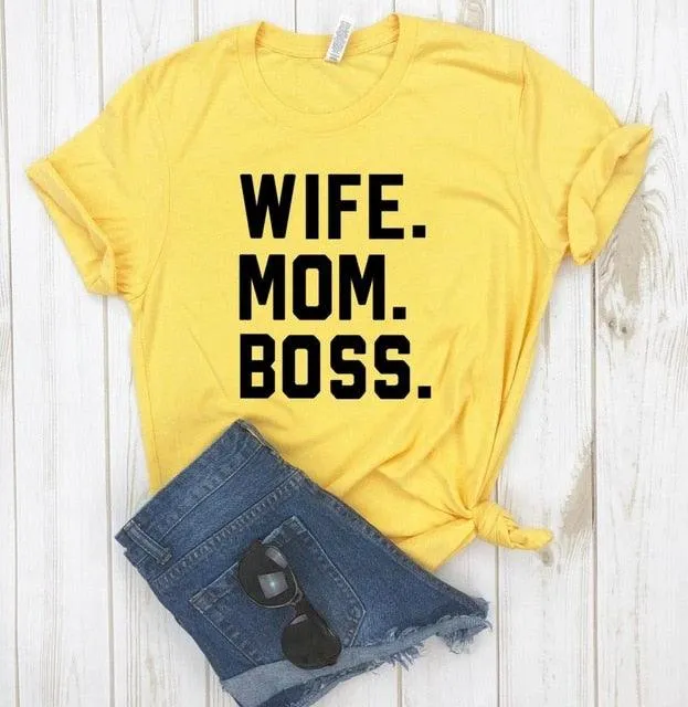 WIFE MOM BOSS Letters Print Women T-shirt