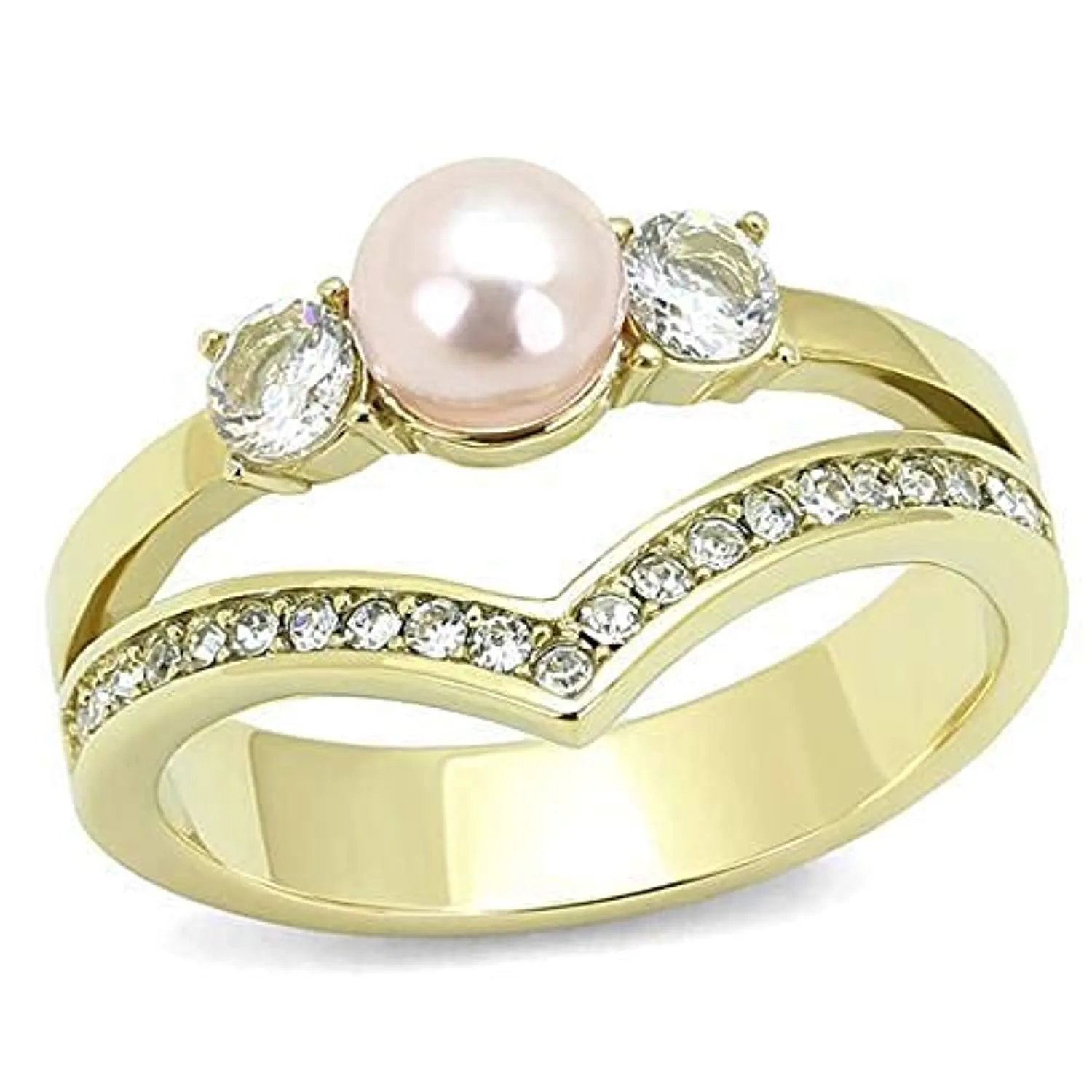 WildKlass Stainless Steel Ring IP Gold Women Synthetic Rose