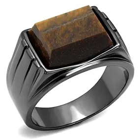 WildKlass Stainless Steel Ring IP Light Black (IP Gun) Men Synthetic Topaz