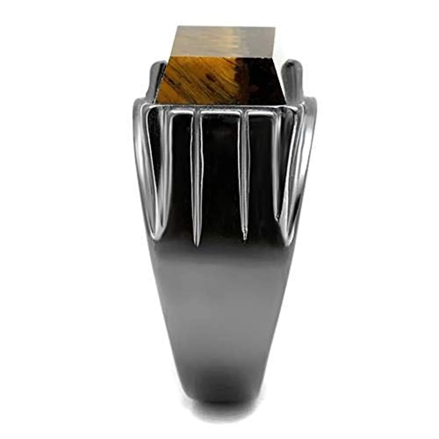 WildKlass Stainless Steel Ring IP Light Black (IP Gun) Men Synthetic Topaz