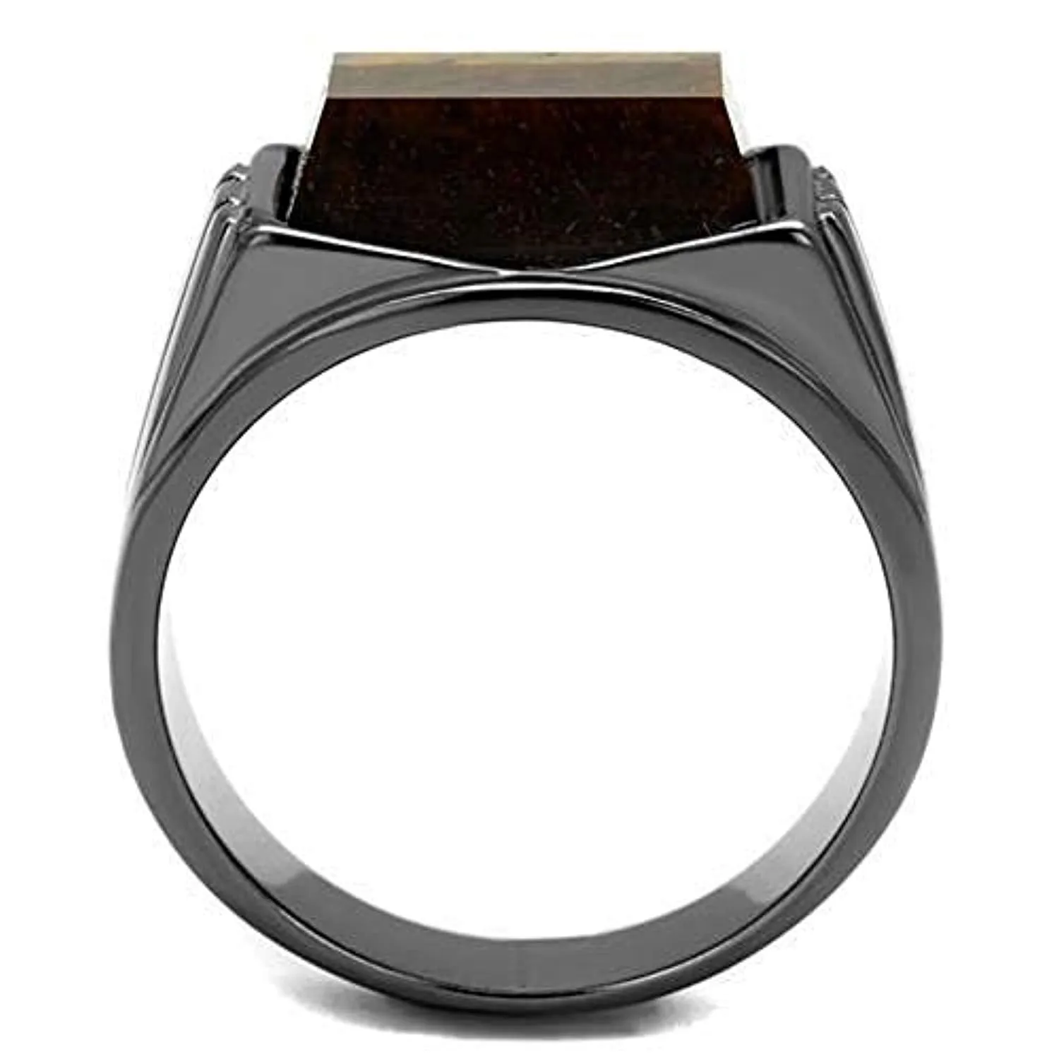 WildKlass Stainless Steel Ring IP Light Black (IP Gun) Men Synthetic Topaz