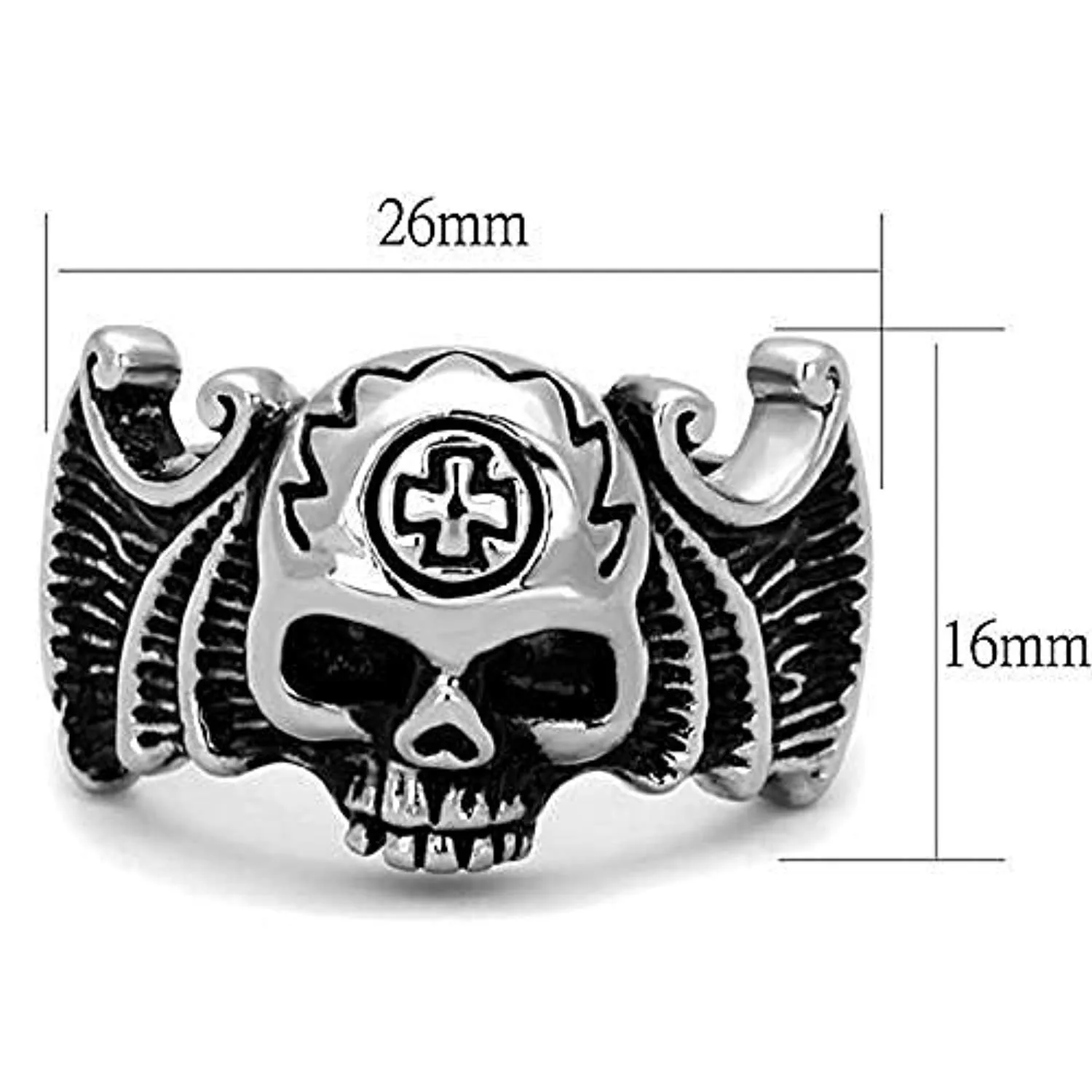 WildKlass Stainless Steel Skull Ring High Polished (no Plating) Men Epoxy Jet