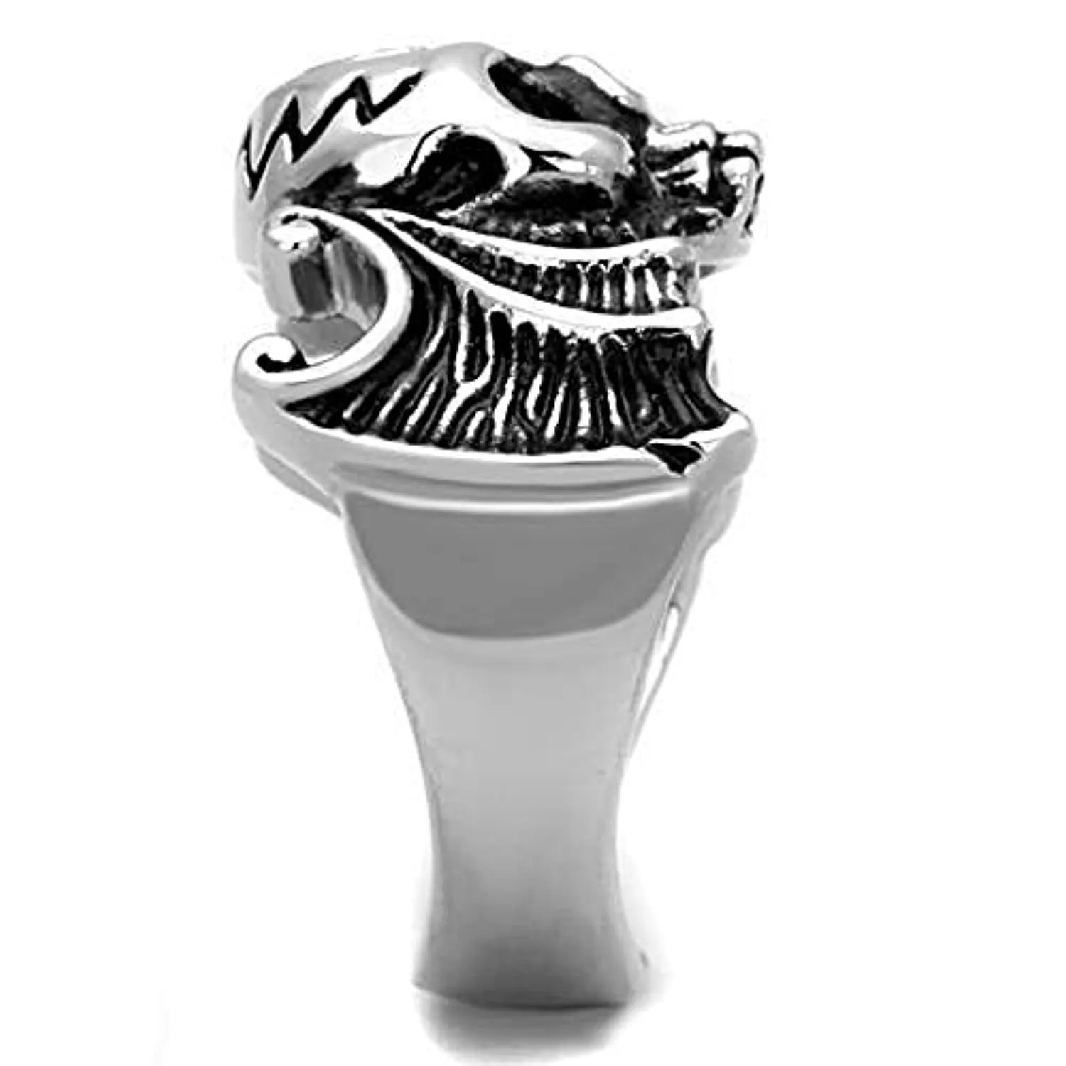 WildKlass Stainless Steel Skull Ring High Polished (no Plating) Men Epoxy Jet