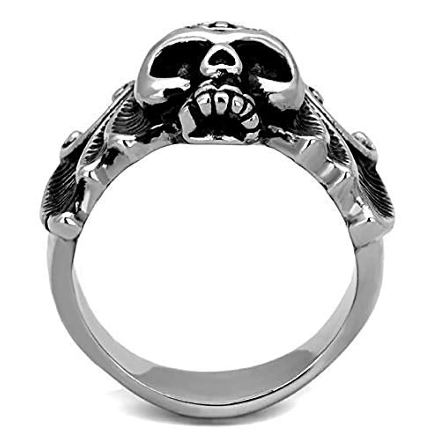 WildKlass Stainless Steel Skull Ring High Polished (no Plating) Men Epoxy Jet