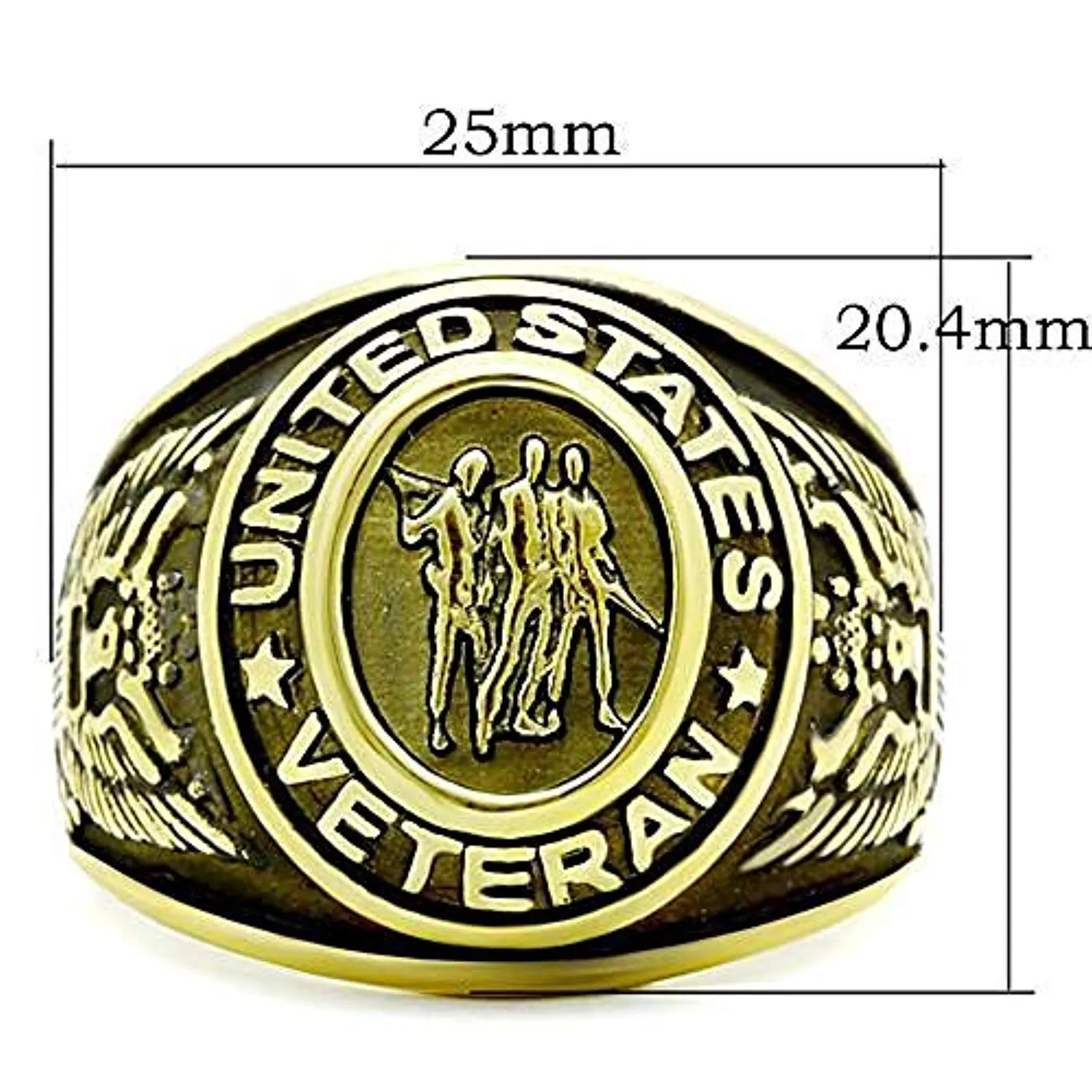 WildKlass Stainless Steel Veteran Ring IP Gold Men Epoxy Jet