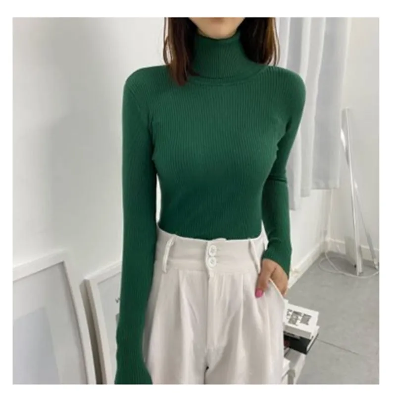 Women Turtleneck Sweaters Autumn Winter Korean Slim Pullover Women Basic Tops Casual Soft Knit Sweater Soft Warm Jumper