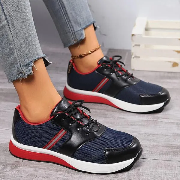 Women's Casual Lace-Up Color Block Mesh Sneakers 58583112S