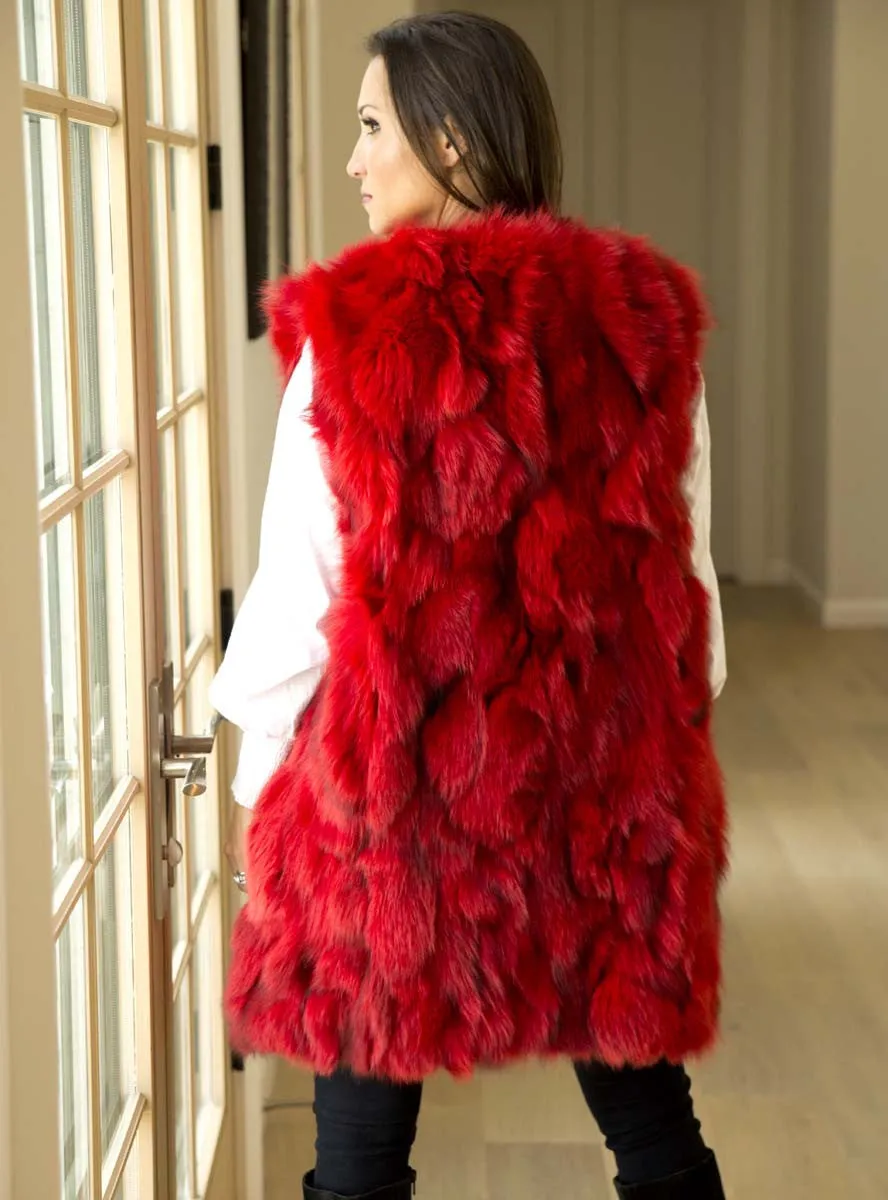 Women's Long Fox Fur Vest