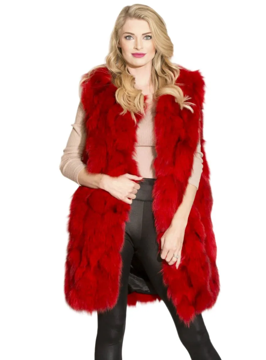 Women's Long Fox Fur Vest